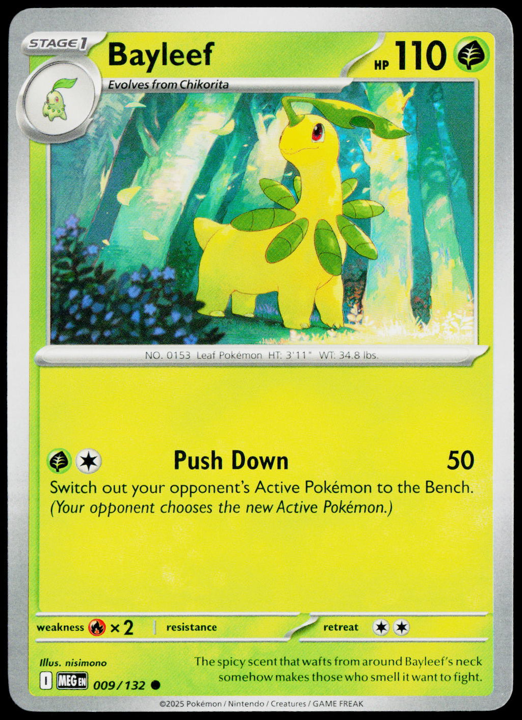 Bayleef 009/132 EN non-holo - original scanned front