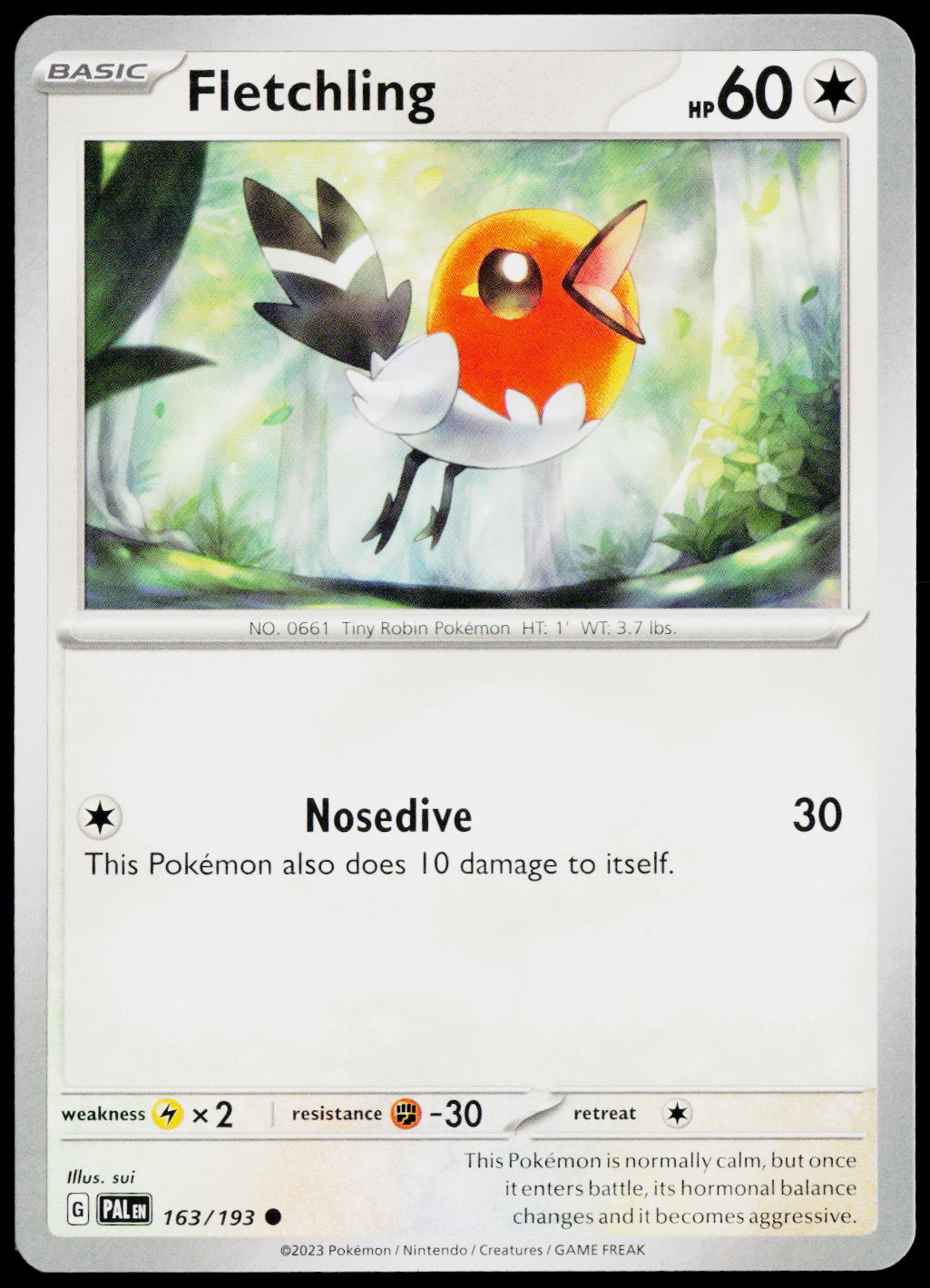 Fletchling 163/193 EN non-holo - original scanned front