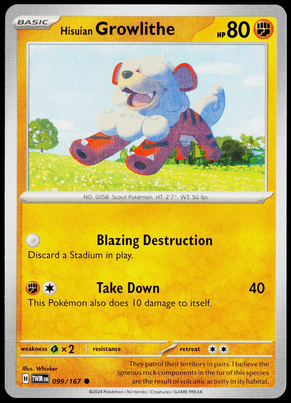 Hisuian Growlithe 099/167 EN non-holo - original scanned front